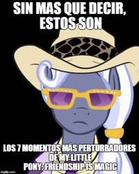 Size: 500x625 | Tagged: safe, derpibooru import, hoity toity, black background, cowboy hat, dross, dross rotzank, hat, image macro, meme, simple background, solo, spanish