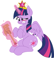 Size: 5000x5383 | Tagged: safe, artist:darknisfan1995, artist:dubstepbrony4life, derpibooru import, twilight sparkle, twilight sparkle (alicorn), alicorn, pony, princess twilight sparkle (episode), absurd resolution, blushing, female, mare, simple background, solo, transparent background, twilight scepter, vector