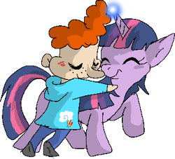 Size: 352x320 | Tagged: safe, artist:jb-pawstep, derpibooru import, twilight sparkle, human, brony, crossover, eugene horowitz, eyes closed, hey arnold, hug, simple background, smiling