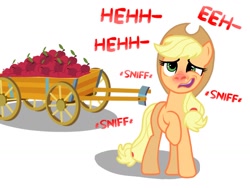 Size: 1024x768 | Tagged: source needed, safe, artist:proponypal, applejack, earth pony, pony, apple, apple cart, cold, fetish, nostril flare, nostrils, pre sneeze, raised hoof, sick, sneezing, sneezing fetish, solo, working