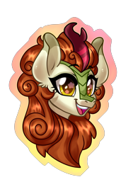 Size: 3000x4000 | Tagged: safe, artist:annakitsun3, autumn blaze, kirin, bust, female, simple background, smiling, solo, starry eyes, transparent background, wingding eyes