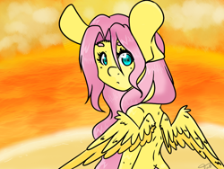 Size: 800x600 | Tagged: safe, artist:taligintou, fluttershy, anthro, looking back, solo