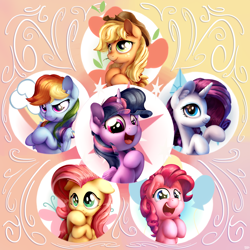 Size: 1200x1200 | Tagged: safe, artist:bobdude0, derpibooru import, applejack, fluttershy, pinkie pie, rainbow dash, rarity, twilight sparkle, twilight sparkle (alicorn), alicorn, earth pony, pegasus, pony, unicorn, cute, mane six