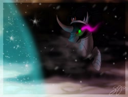 Size: 3490x2646 | Tagged: safe, artist:probablyfakeblonde, derpibooru import, king sombra, pony, umbrum, unicorn, black mane, male, sharp teeth, sombra eyes, stallion