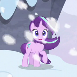 Size: 700x700 | Tagged: safe, screencap, starlight glimmer, pony, unicorn, the ending of the end, cropped, snow, snowfall, solo