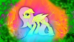 Size: 1920x1080 | Tagged: safe, artist:sgtwaflez, artist:strachattack, edit, fluttershy, pegasus, pony, female, mare, psychedelic, solo, wallpaper, wallpaper edit