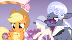 Size: 847x473 | Tagged: safe, derpibooru import, screencap, applejack, hoity toity, earth pony, pony, honest apple