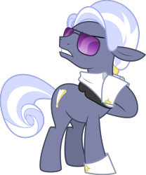 Size: 6400x7703 | Tagged: safe, artist:parclytaxel, derpibooru import, hoity toity, earth pony, pony, honest apple, .svg available, absurd resolution, insulted, looking back, male, raised hoof, simple background, solo, stallion, sunglasses, transparent background, vector