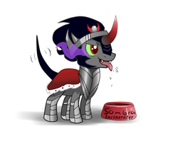 Size: 600x478 | Tagged: safe, artist:incinerater, derpibooru import, king sombra, dog, pony, unicorn, behaving like a dog, cute, drool, happy, sombra dog, sombradorable, tail wag