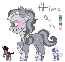 Size: 758x731 | Tagged: safe, artist:koteikow, derpibooru import, hoity toity, king sombra, pony, unicorn, armor, fusion, horseshoes, sombra eyes