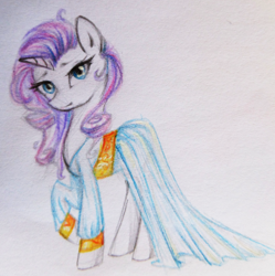 Size: 1024x1030 | Tagged: safe, artist:yuntaoxd, rarity, pony, unicorn, rarity investigates, clothes, dress, gala dress, traditional art