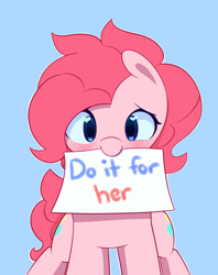 Size: 712x900 | Tagged: safe, artist:joyfulinsanity, pinkie pie, earth pony, pony, cute, diapinkes, do it for her, female, mare, motivational, positive message, solo, valentine