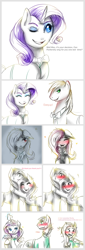 Size: 1355x3990 | Tagged: safe, artist:adelaide, big macintosh, fluttershy, rarity, bat pony, pony, filli vanilli, alternate scene interpretation, blushing, comic, female, flutterbat, fluttermac, hug, male, ponytones outfit, shipping, straight