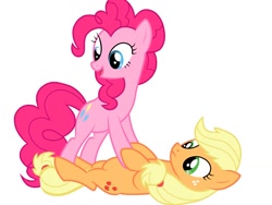 Size: 1024x768 | Tagged: safe, artist:birdivizer, screencap, applejack, pinkie pie, earth pony, pony, pinkie apple pie