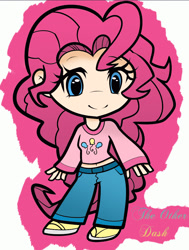 Size: 777x1029 | Tagged: safe, artist:theotherdash, pinkie pie, human, chibi, humanized, light skin, solo