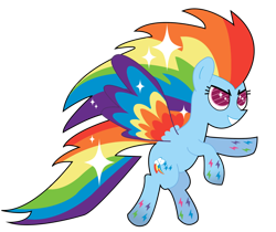 Size: 1024x862 | Tagged: safe, artist:osakachii, derpibooru import, rainbow dash, pegasus, pony, backwards cutie mark, rainbow power, solo