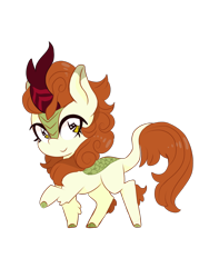 Size: 900x1200 | Tagged: safe, artist:blurry-kun, autumn blaze, kirin, sounds of silence, awwtumn blaze, chibi, cute, female, one hoof raised, simple background, smiling, solo, transparent background