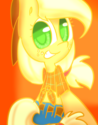 Size: 1024x1297 | Tagged: safe, artist:punguinallyes, applejack, anthro, clothes, solo