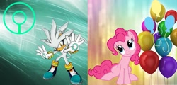 Size: 1583x760 | Tagged: safe, pinkie pie, earth pony, pony, copy and paste, crossover, cutie mark, request, silver the hedgehog, sonic the hedgehog (series)