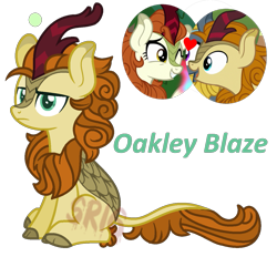 Size: 927x862 | Tagged: safe, artist:superrosey16, autumn afternoon, autumn blaze, oc, oc:oakley blaze, kirin, offspring, parent:autumn afternoon, parent:autumn blaze, simple background, transparent background