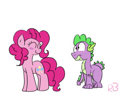 Size: 512x400 | Tagged: artist needed, safe, pinkie pie, spike, dragon, earth pony, pony, female, male, pinkiespike, shipping, story included, straight