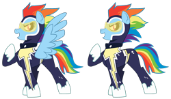 Size: 1500x868 | Tagged: safe, artist:dbkit, derpibooru import, rainbow dash, pegasus, pony, clothes, flight suit, visor