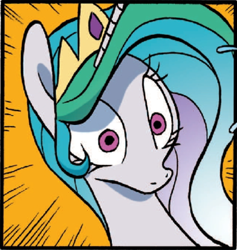 Size: 568x598 | Tagged: safe, artist:jay fosgitt, princess celestia, alicorn, pony, spoiler:comicff22, cute, cutelestia, faic, reaction image, solo, wide eyes