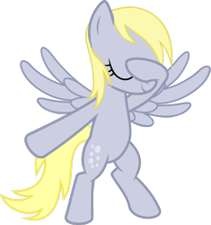 Size: 950x1009 | Tagged: safe, artist:uigsyvigvusy, artist:wissle, derpy hooves, pegasus, pony, bipedal, covering eyes, covering face, cute, dab, derpy doing derpy things, eyes closed, facehoof, female, mare, simple background, smiling, solo, spread wings, trace, transparent background, vector, wings, you're doing it wrong