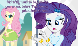 Size: 1280x755 | Tagged: safe, edit, edited screencap, screencap, fluttershy, rarity, equestria girls, rainbow rocks, cards against equestria girls