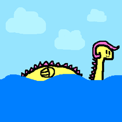 Size: 300x300 | Tagged: safe, artist:sandwich, fluttershy, dinosaur, dinosaurified, solo, species swap