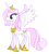 Size: 630x700 | Tagged: safe, artist:colossalstinker, derpibooru import, fleur-de-lis, alicorn, pony, alicornified, fleur-de-corne, horseshoes, princess, race swap, smiling, solo, spread wings, tiara