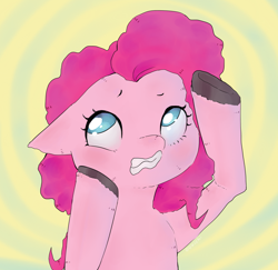 Size: 1024x996 | Tagged: safe, artist:oouichi, pinkie pie, earth pony, pony, dramatic, dramatic pose, freak out, hooves, solo