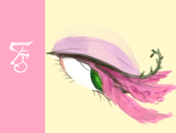 Size: 320x240 | Tagged: safe, artist:wan, fluttershy, pegasus, pony, design, eye, eyeshadow, inspired