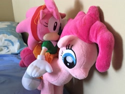 Size: 3264x2448 | Tagged: safe, artist:thatnerdwithglasses, pinkie pie, amy rose, crossover, high res, irl, photo, plushie, sonic the hedgehog (series)