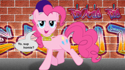 Size: 1280x720 | Tagged: safe, artist:schoolboy bro, pinkie pie, earth pony, pony, female, mare, pink coat, rapper pie, solo