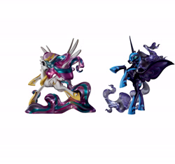 Size: 6000x5637 | Tagged: source needed, safe, nightmare moon, princess celestia, alicorn, pony, absurd resolution, ethereal mane, fan series, guardians of harmony, official, simple background, toy, white background