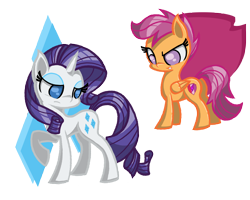 Size: 3000x2400 | Tagged: safe, artist:malphee, rarity, scootaloo, pony, unicorn, cutie mark, the cmc's cutie marks