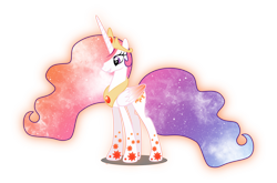 Size: 6178x4078 | Tagged: safe, artist:digiradiance, artist:xebck, princess celestia, alicorn, pony, absurd resolution, female, galaxy, mare, rainbow power, rainbow power-ified, simple background, solo, transparent background, vector