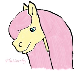 Size: 517x474 | Tagged: safe, artist:cimorene13, fluttershy, pegasus, pony, female, mare, pink mane, solo, yellow coat