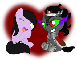 Size: 999x799 | Tagged: safe, artist:elica1994, derpibooru import, king sombra, oc, pony, unicorn, female, heart, male, shipping, straight