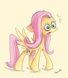Size: 1050x1200 | Tagged: safe, artist:renacollie, fluttershy, pegasus, pony, female, mare, pink mane, solo, yellow coat
