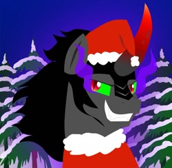 Size: 800x781 | Tagged: safe, artist:thewonderpuppet, derpibooru import, king sombra, pony, unicorn, christmas, hat, santa hat, sombra claus