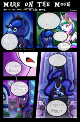 Size: 1500x2274 | Tagged: safe, artist:vavacung, nightmare moon, princess celestia, princess luna, bat pony, pony, comic:to love alicorn, comic, dialogue, royal guard, speech bubble