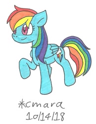 Size: 705x910 | Tagged: safe, artist:cmara, derpibooru import, rainbow dash, pegasus, pony, solo, traditional art