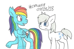 Size: 1091x734 | Tagged: safe, artist:cmara, derpibooru import, double diamond, rainbow dash, pegasus, pony, traditional art