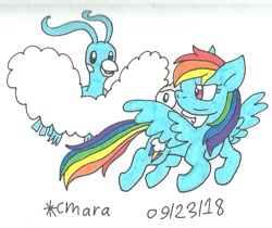 Size: 992x833 | Tagged: safe, artist:cmara, derpibooru import, rainbow dash, pegasus, pony, altaria, castform, crossover, pokémon