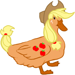 Size: 300x303 | Tagged: safe, artist:weloveducks, applejack, duck, simple background, solo, species swap, transparent background