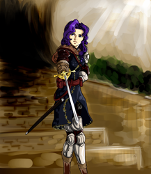Size: 2000x2300 | Tagged: safe, artist:mysterious44, rarity, human, dark souls, humanized, rapier, solo, sword, weapon
