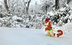 Size: 2221x1398 | Tagged: safe, artist:hihin1993, autumn blaze, forest, irl, japan, left, photo, plushie, snow, solo