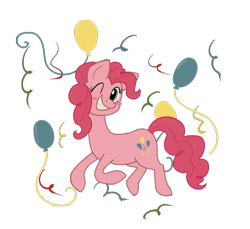 Size: 1135x1038 | Tagged: safe, artist:robot-that-draws, pinkie pie, earth pony, pony, balloon, simple background, solo, transparent background